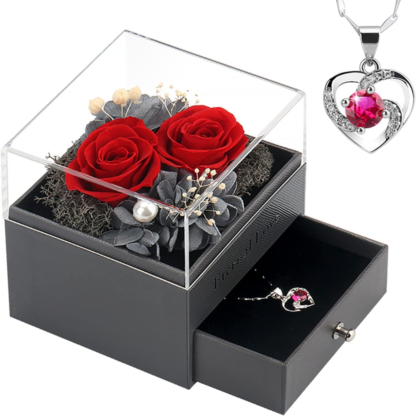 Flower Jewelry Boxes with Necklace - Valentine Gifts